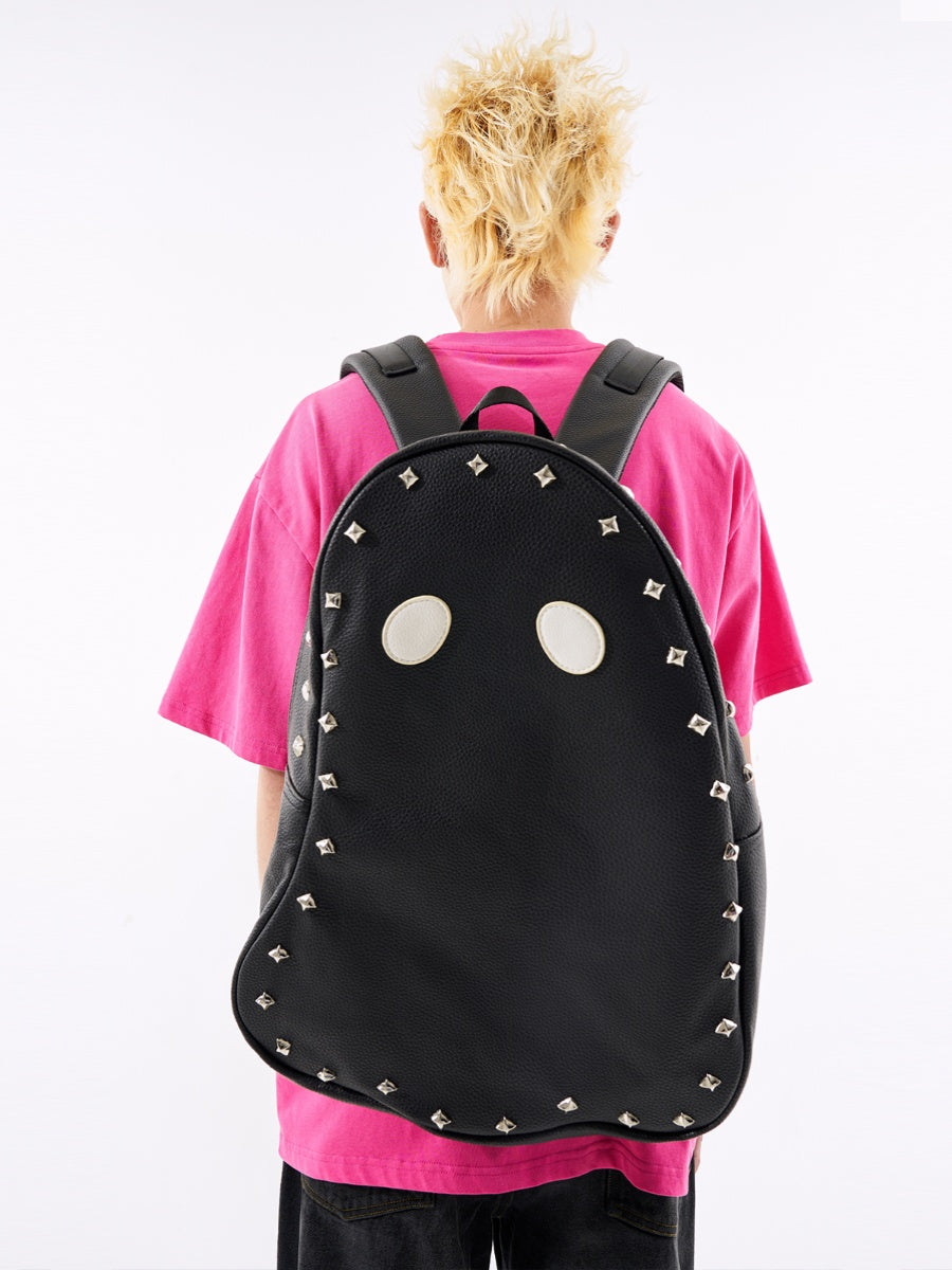 Fun & Cool Punk Studded Ghost PU Leather Backpack - Imp Halloween Edition