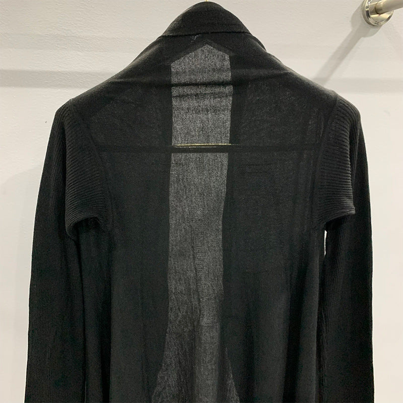 Donclickin 23FW Gothic Rick Owen Patchwork Drape Knit Open-Front Cardigan Jacket