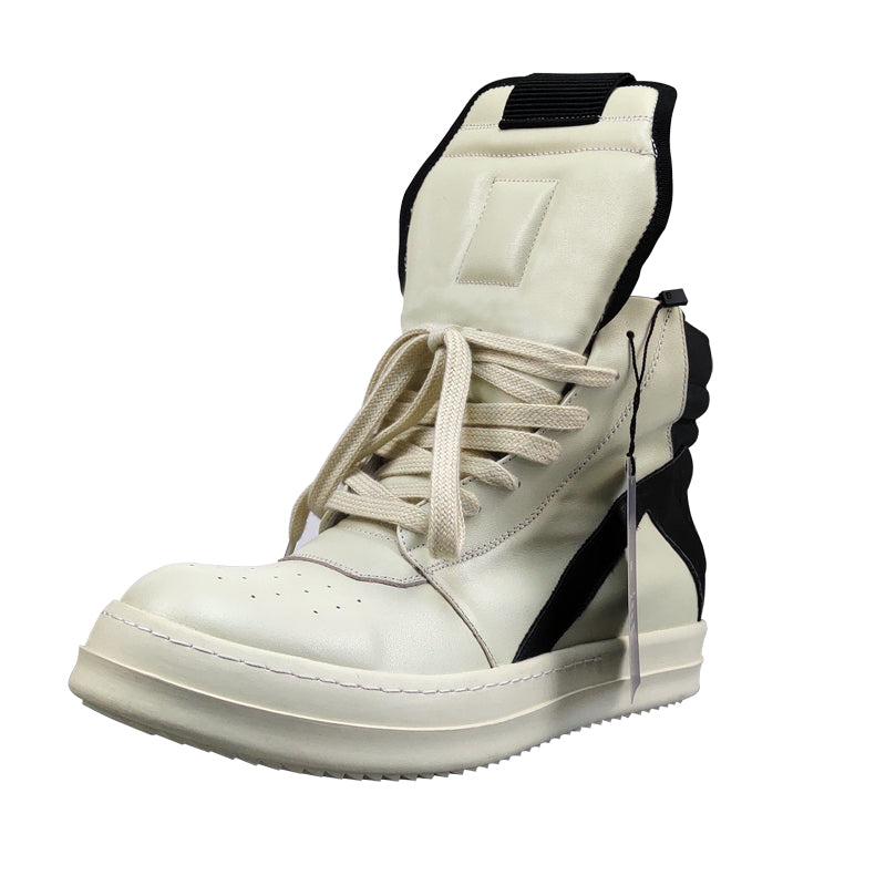 Self-made Rick Owen Reverse Triangle High-Top Leather Shoes Thick SoleSneakers Short Boots