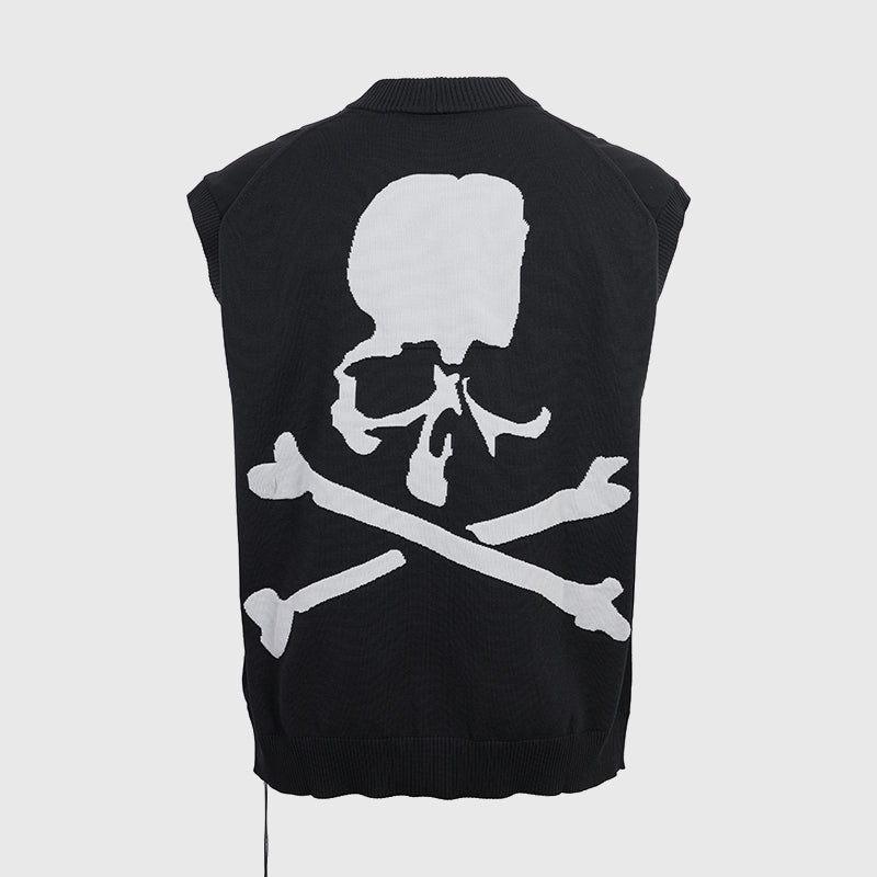 MASTERMIND Skull Knit Jacquard Sleeveless Vest – Oversized Dark MMJ T-Shirt