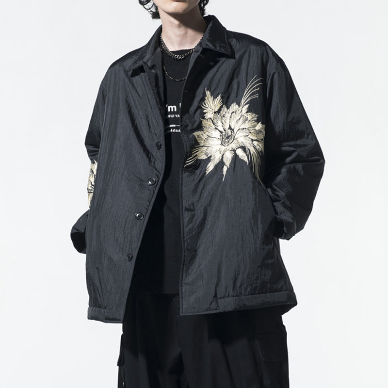 Self-made Yohji Yamamoto SYTE Nylon Lightweight Embroidered Floral Loose Jacket Coat