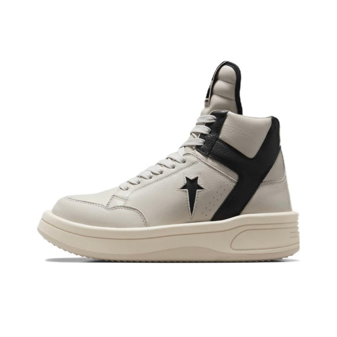 Self-made RO High-Top Leather Sneakers - Rick Owens Round-Toe Lace-Ups