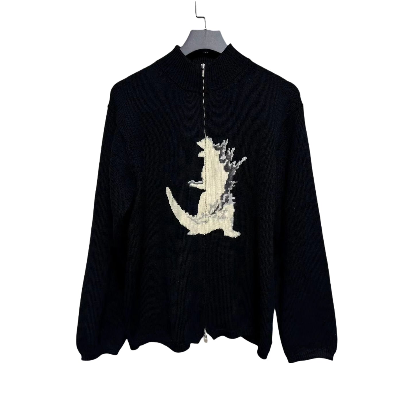 Self-made Yohji Yamamoto Y's Men Godzilla Wool Knit Double-Zip Cardigan Jacket