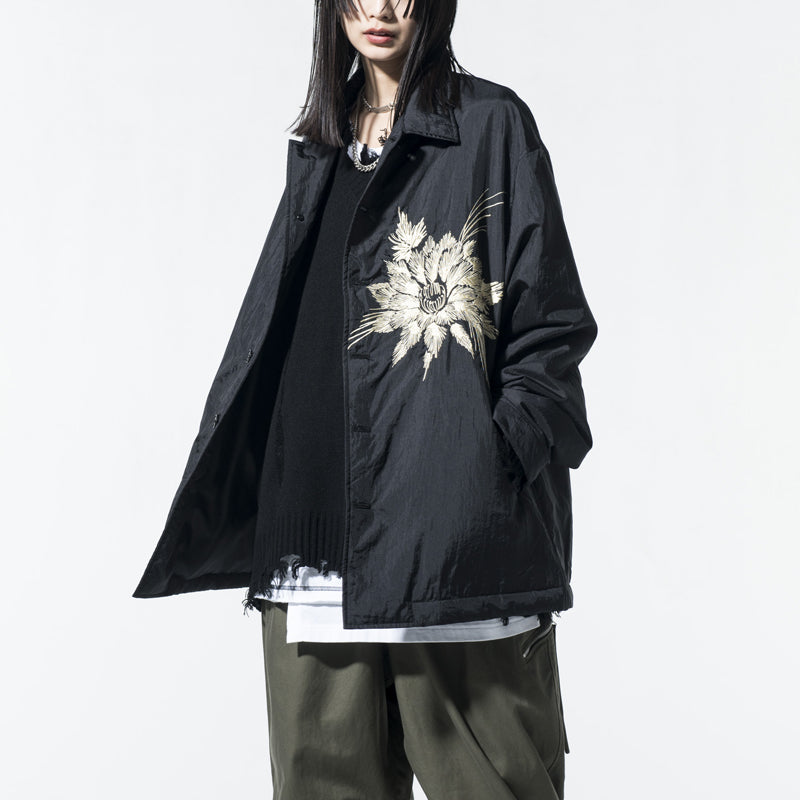 Self-made Yohji Yamamoto SYTE Nylon Lightweight Embroidered Floral Loose Jacket Coat