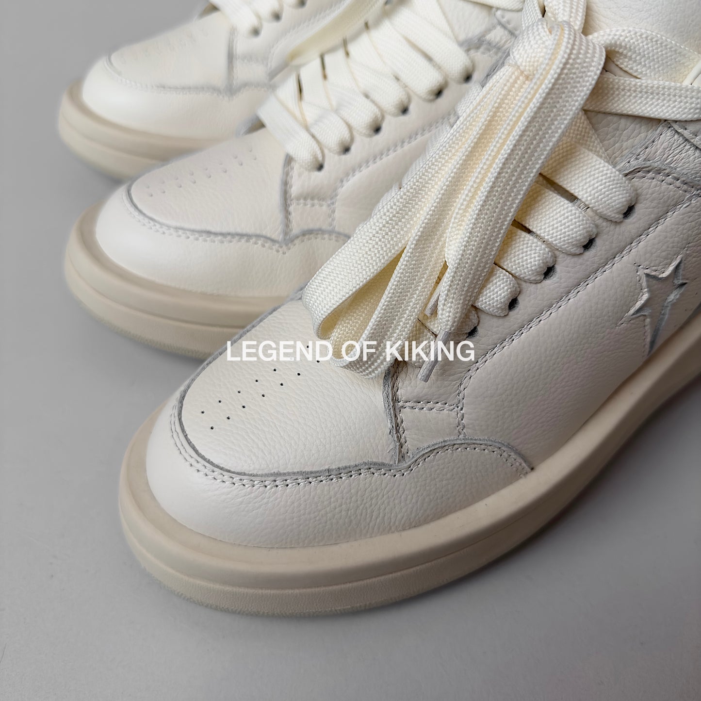 Self-made RO High-Top Leather Sneakers - Rick Owens Round-Toe Lace-Ups