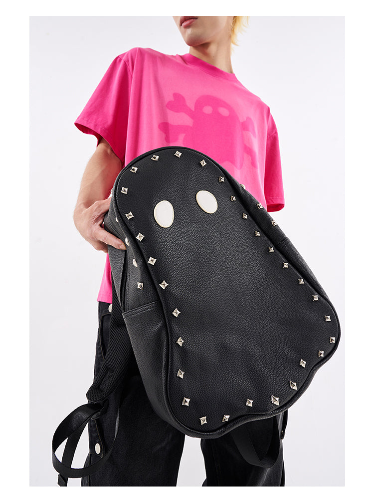 Fun & Cool Punk Studded Ghost PU Leather Backpack - Imp Halloween Edition