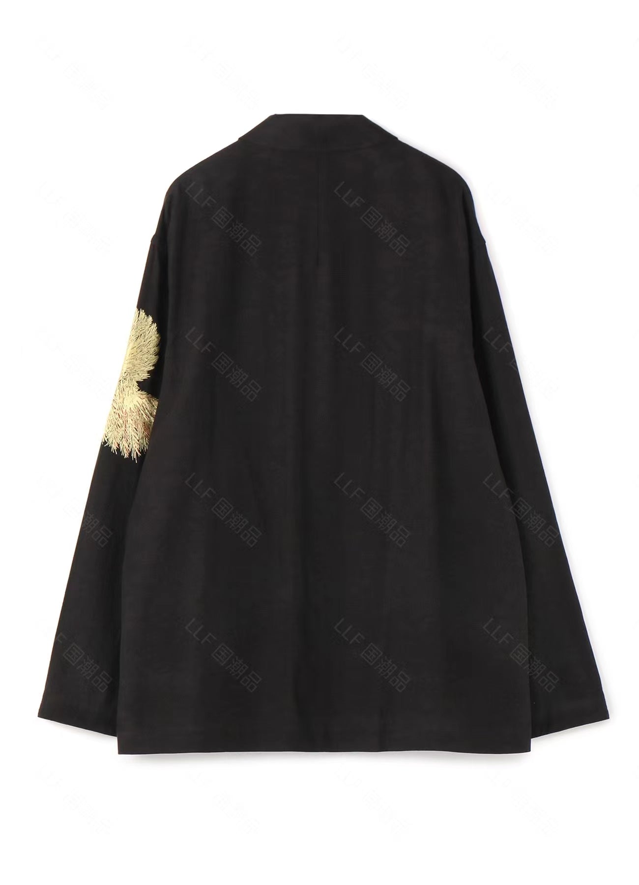 Self-made Yohji Yamamoto Hummingbird Embroidered Silk-Linen Jacket Long Sleeve