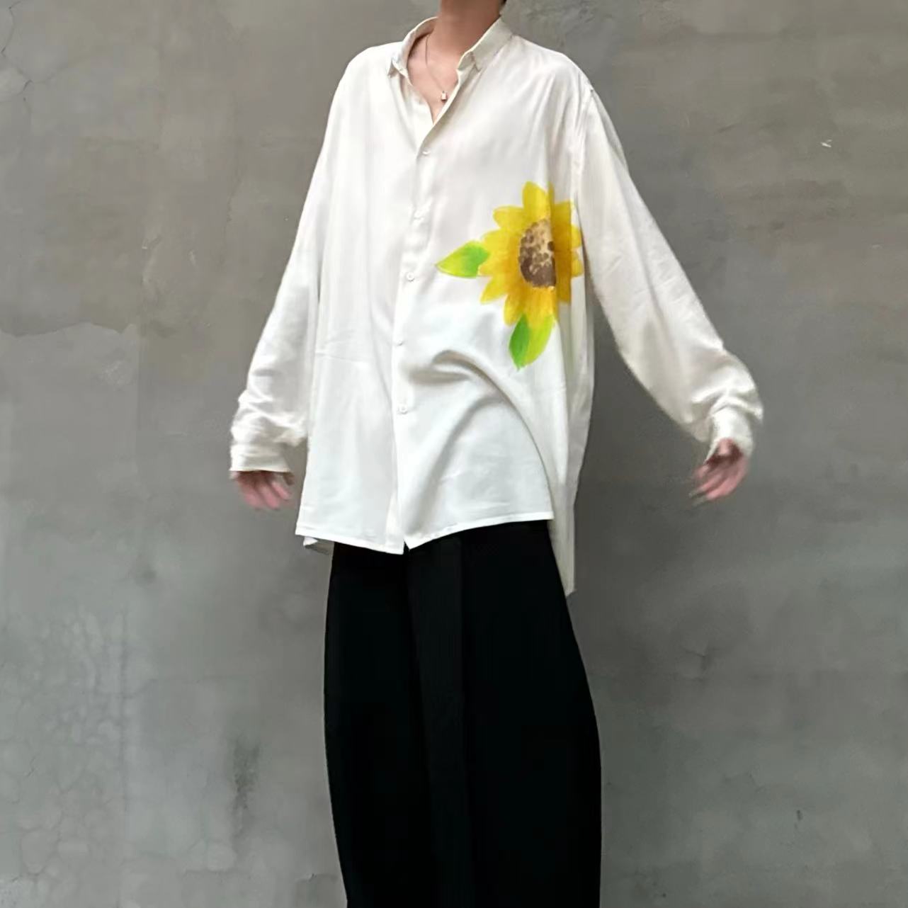 Self-made Yohji Yamamoto – Floral “Flowers & Youth” Sunflower Print Rayon Shirt