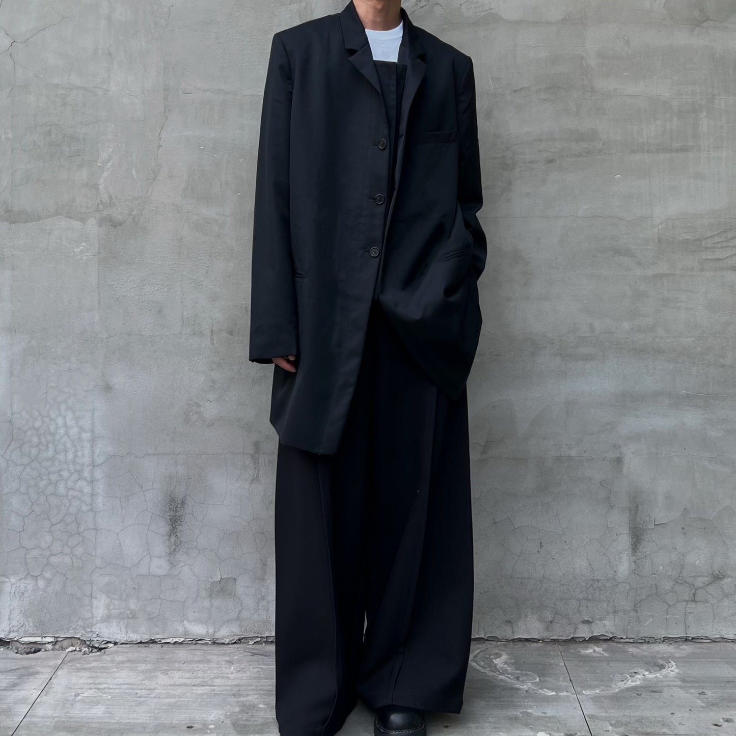 Self-Made Yohji Rokumeikan Double-Breasted Double-Faced Layered Jacket Blazer