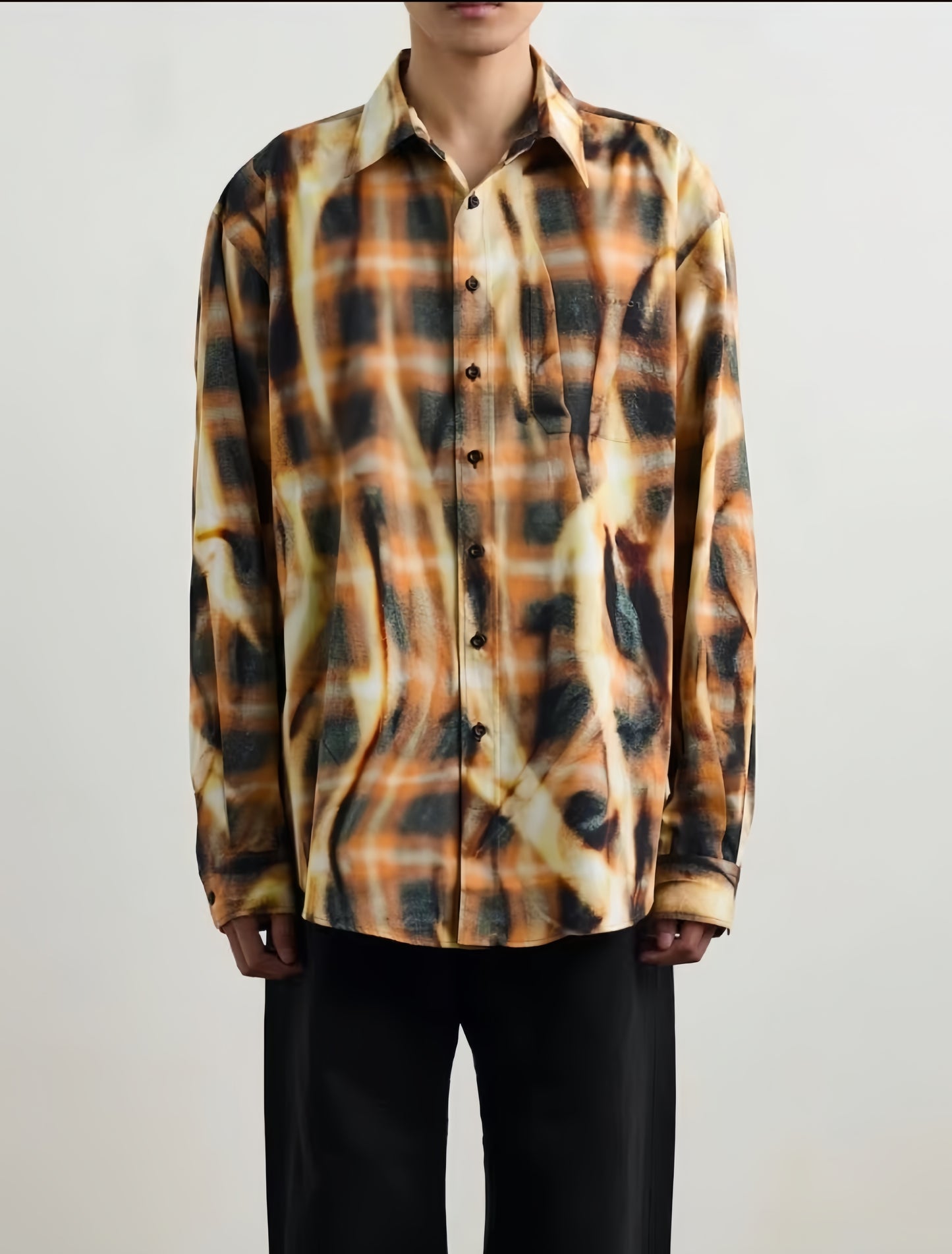 Y/Project 24SS Flame Plaid Print Shirt – Unisex Loose Fit Casual Top Long Sleeve