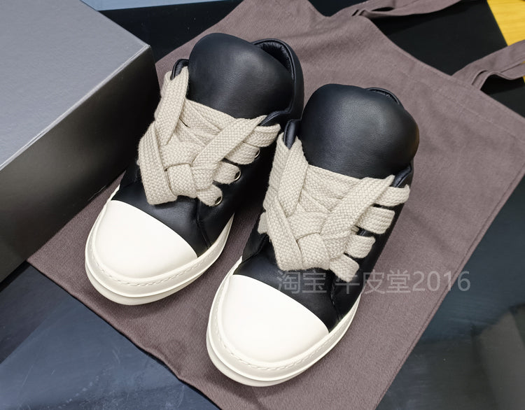 RO Rick Owen Leather Platform Bread Sneakers BAPESTALOW Padded Shoes Inflatable