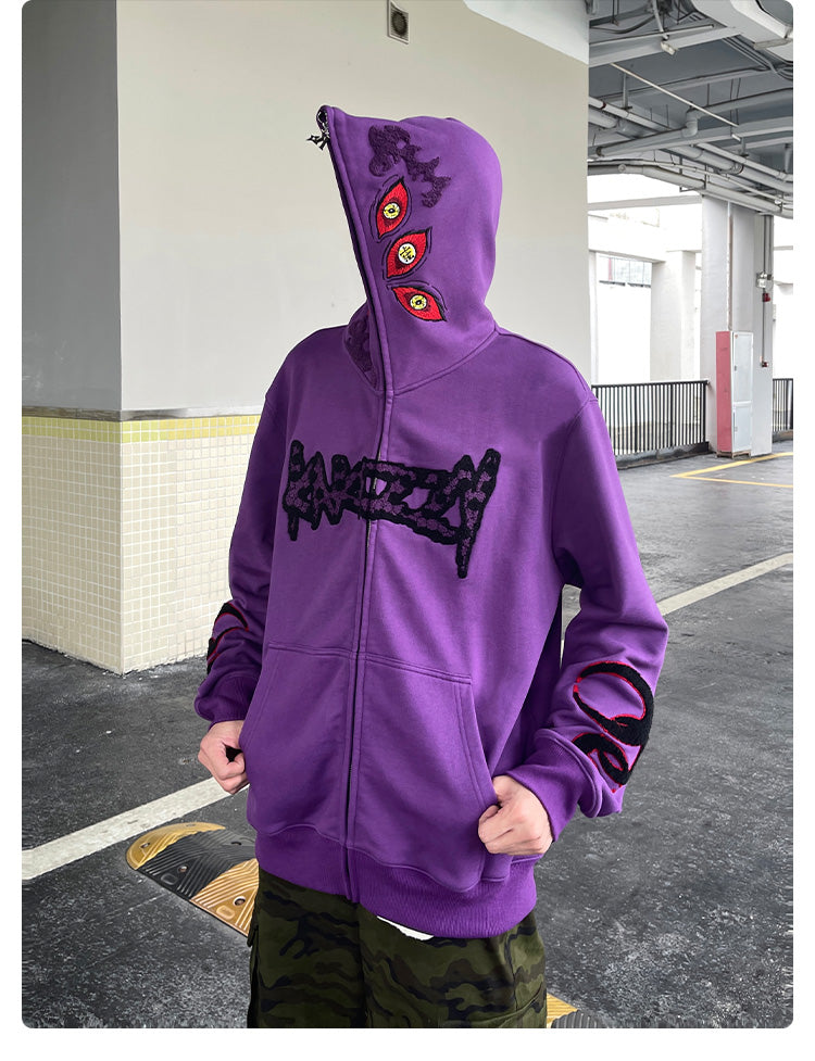 Kakazzy Demon Slayer Zip Hoodie: Heavyweight Cotton Unisex Outerwear