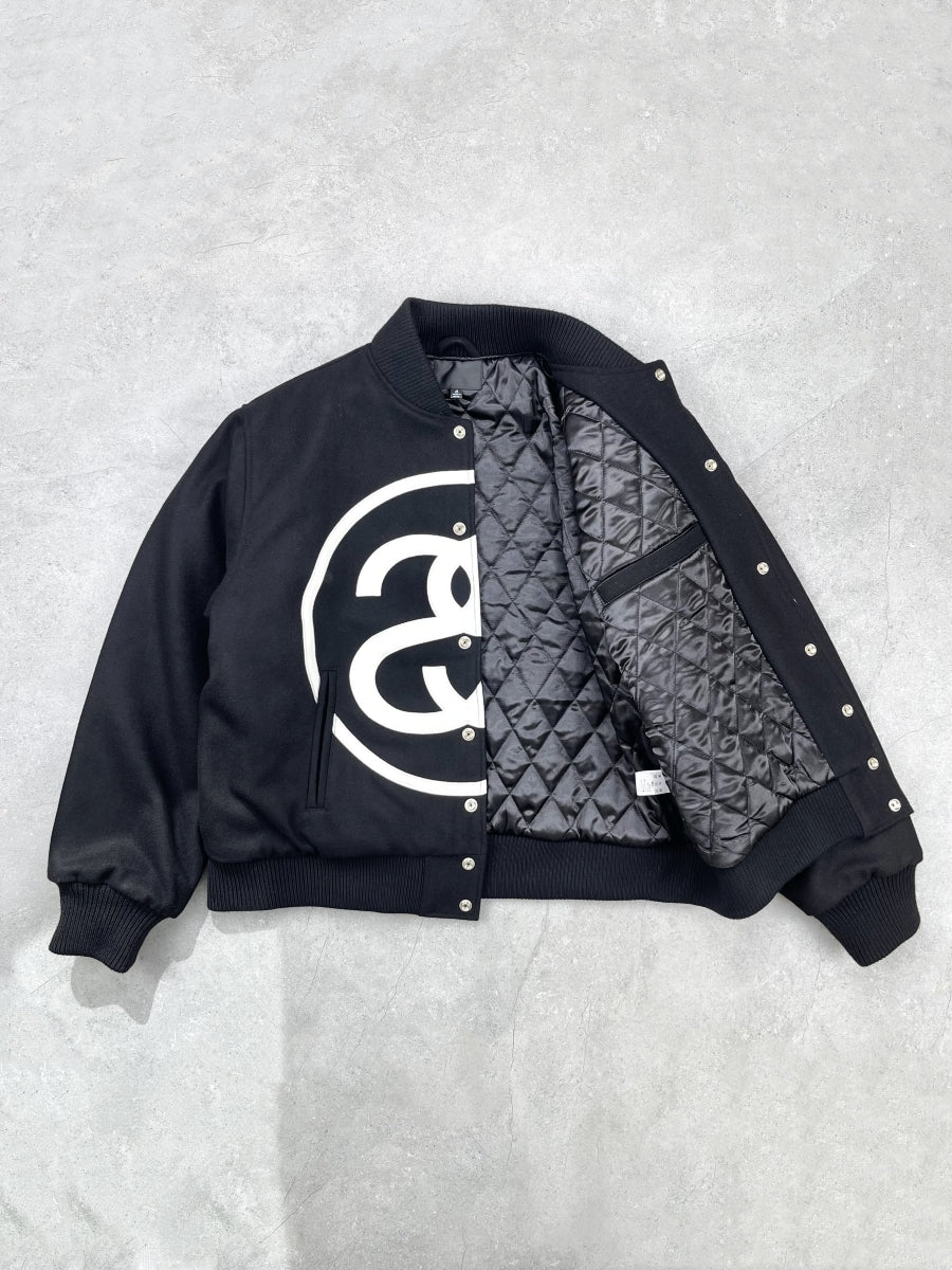 Self-made i795 Double-S Stussy Wool Varsity Jacket – Heavyweight Loose Baseball