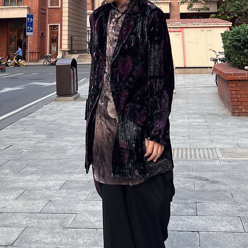 Yohji Nomad Velvet Blazer - Central Asian Traveler Collection Purple Silk Jacket