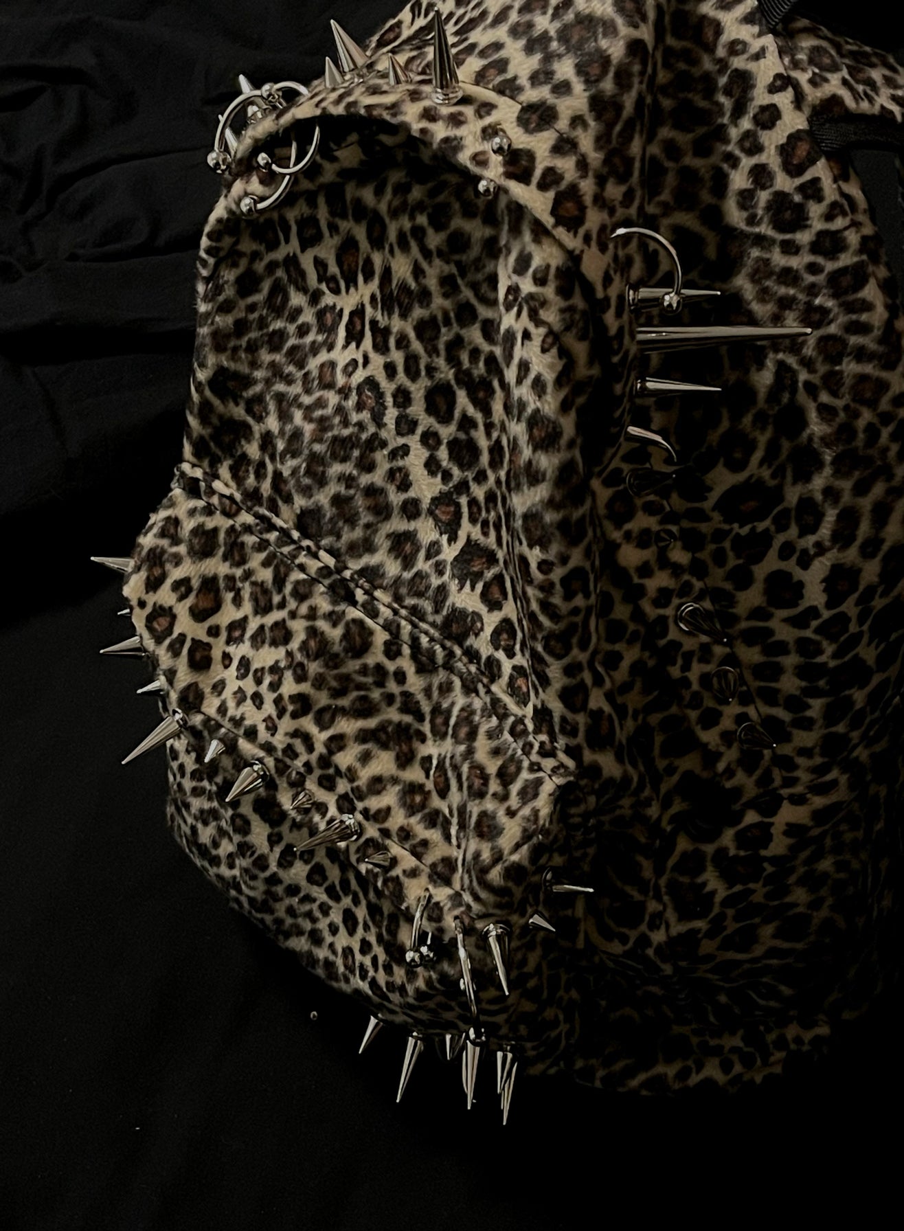 Donclick Playboi Carti Opium Punk Studded Leopard Print Backpack /Black Edition