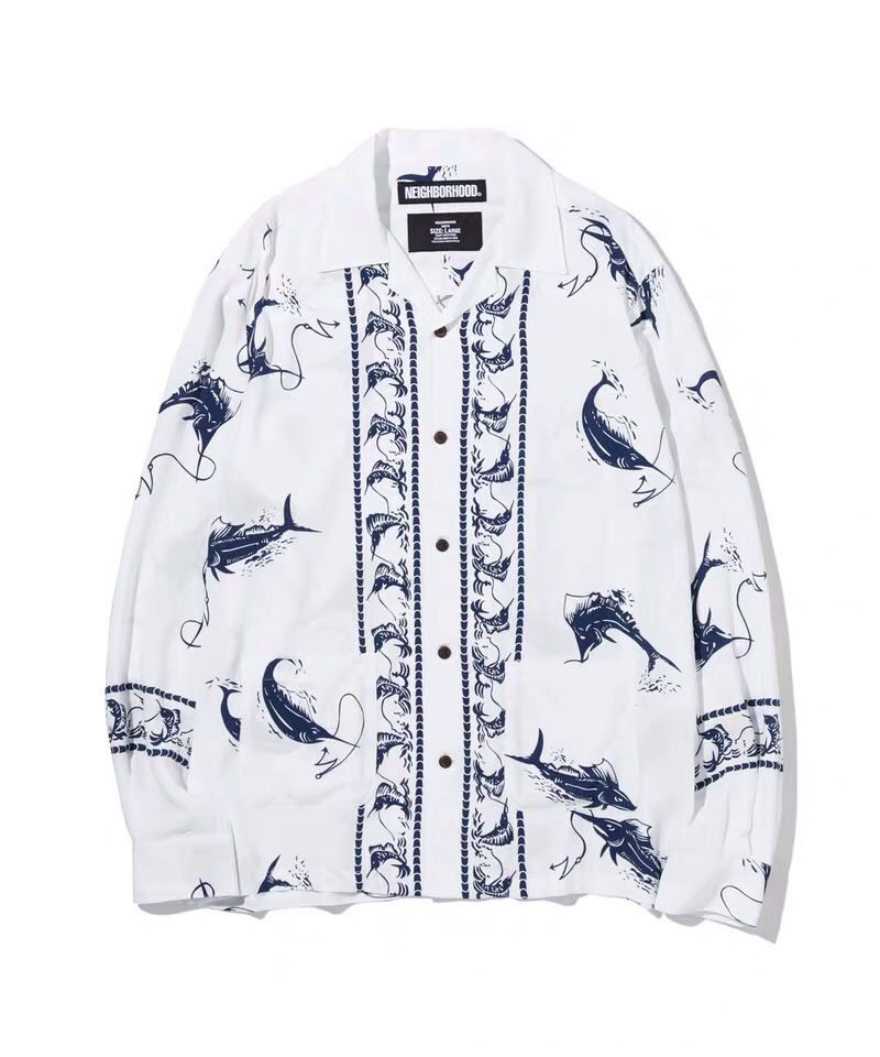 Self-made Neighborhood 20SS Hawaiian Swordfish Shirt Long Sleeve Open-Front Loose