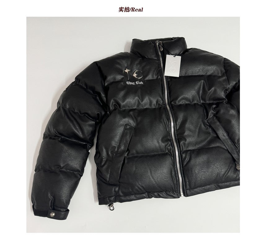 Self-made Thug Club DRIP High-Street PU Leather Puffer Jacket - Opium Outerwear