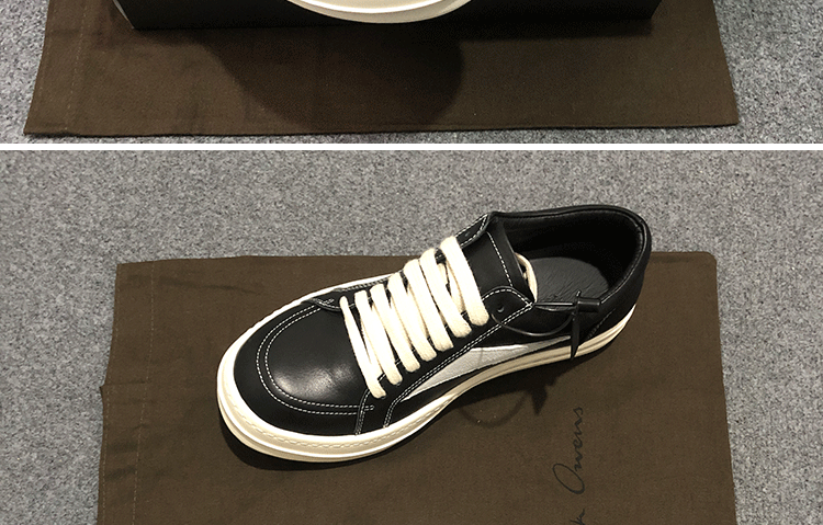 RO 22SS Correct Edition Leather Low-Top Shoes Dark Suede Black Rick Owens