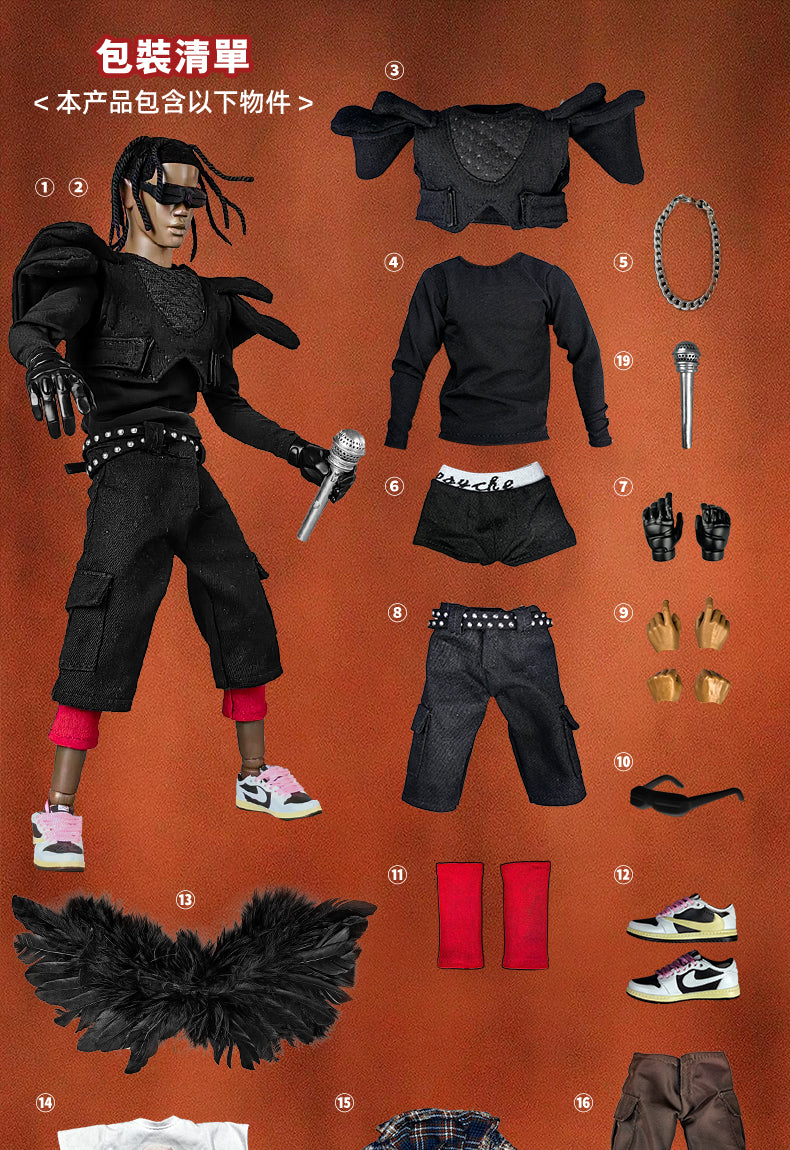 Remake 1/6 Scale Travis Scott Action Figure - Collectible Gift Set