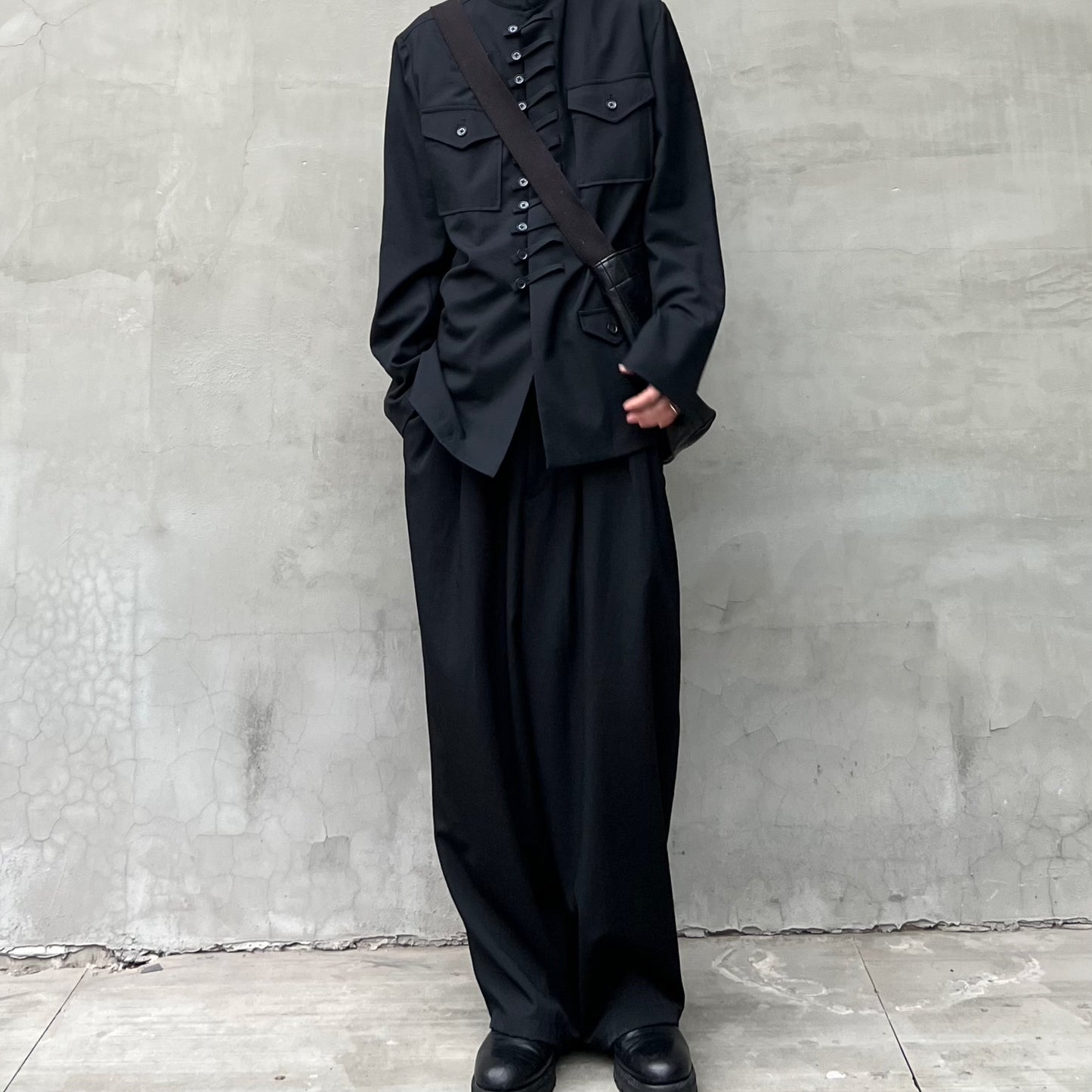 Self-made Yohji Yamamoto Twelve Pleat Wool Tapered Draped Wide Straight Trousers