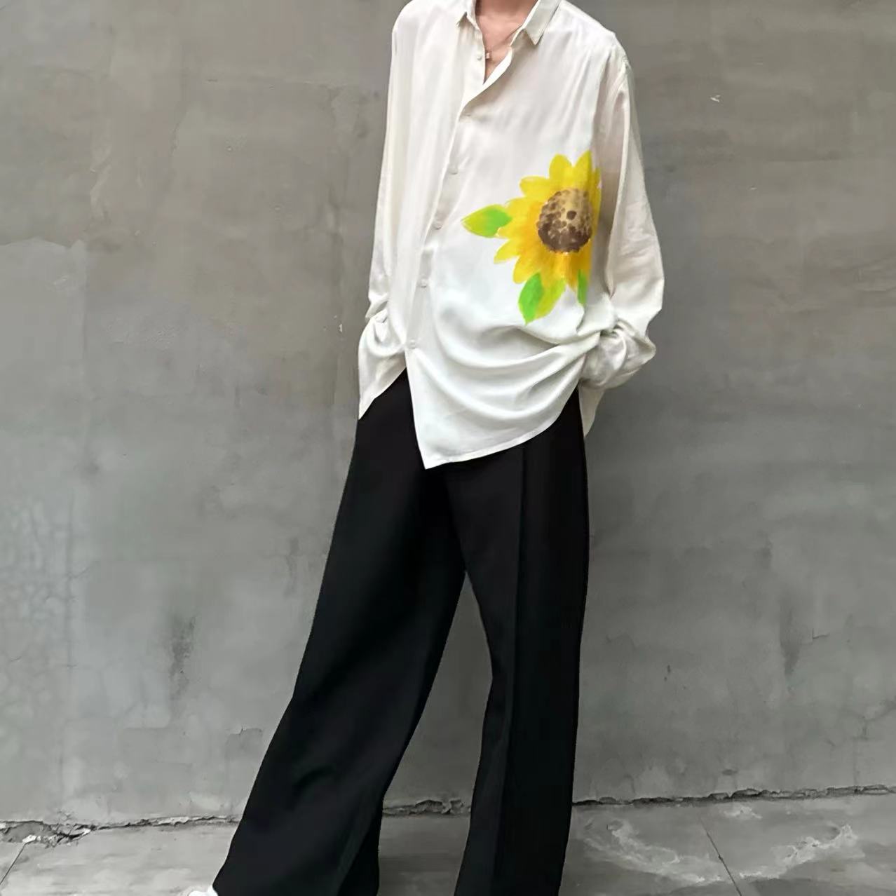 Self-made Yohji Yamamoto – Floral “Flowers & Youth” Sunflower Print Rayon Shirt