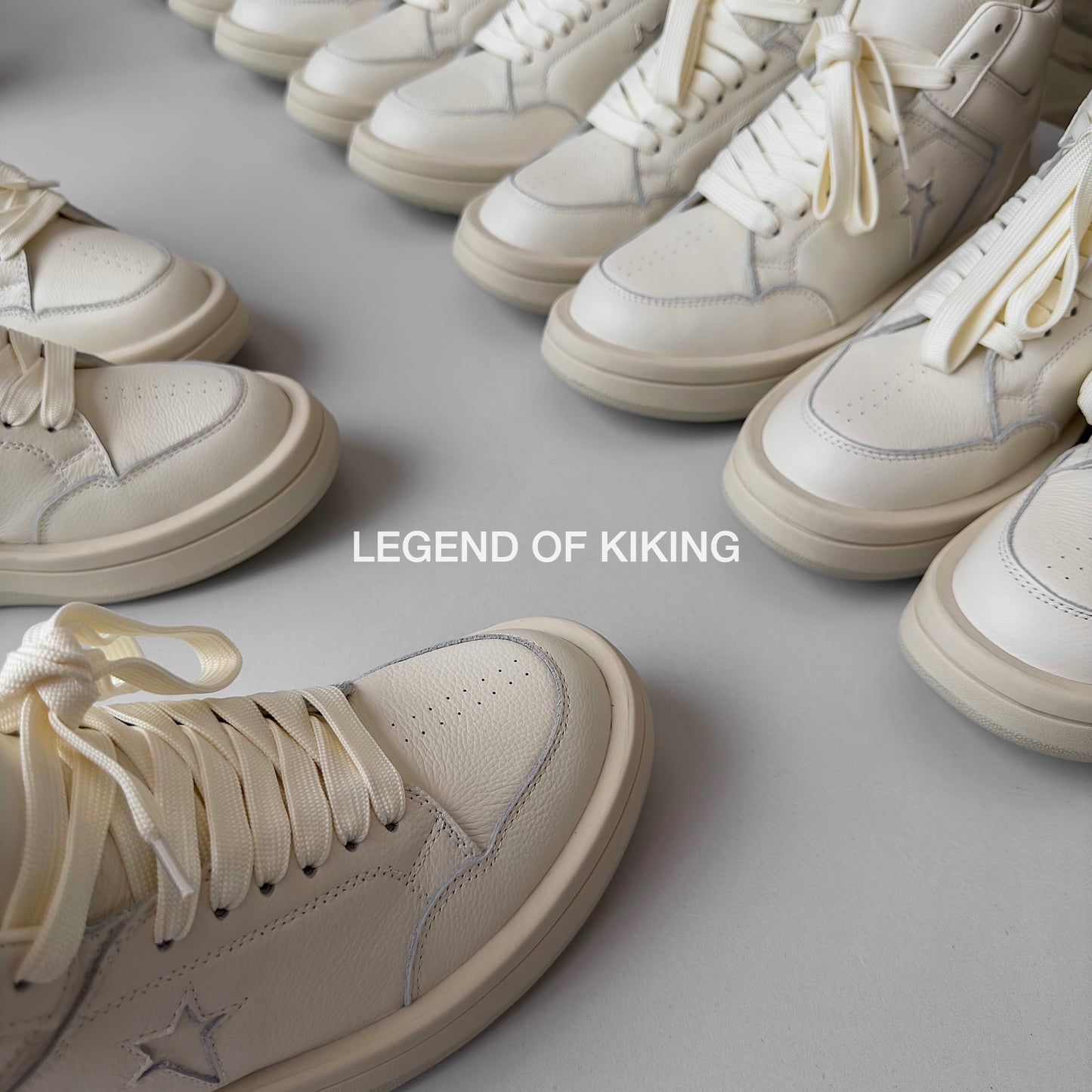 Self-made RO High-Top Leather Sneakers - Rick Owens Round-Toe Lace-Ups