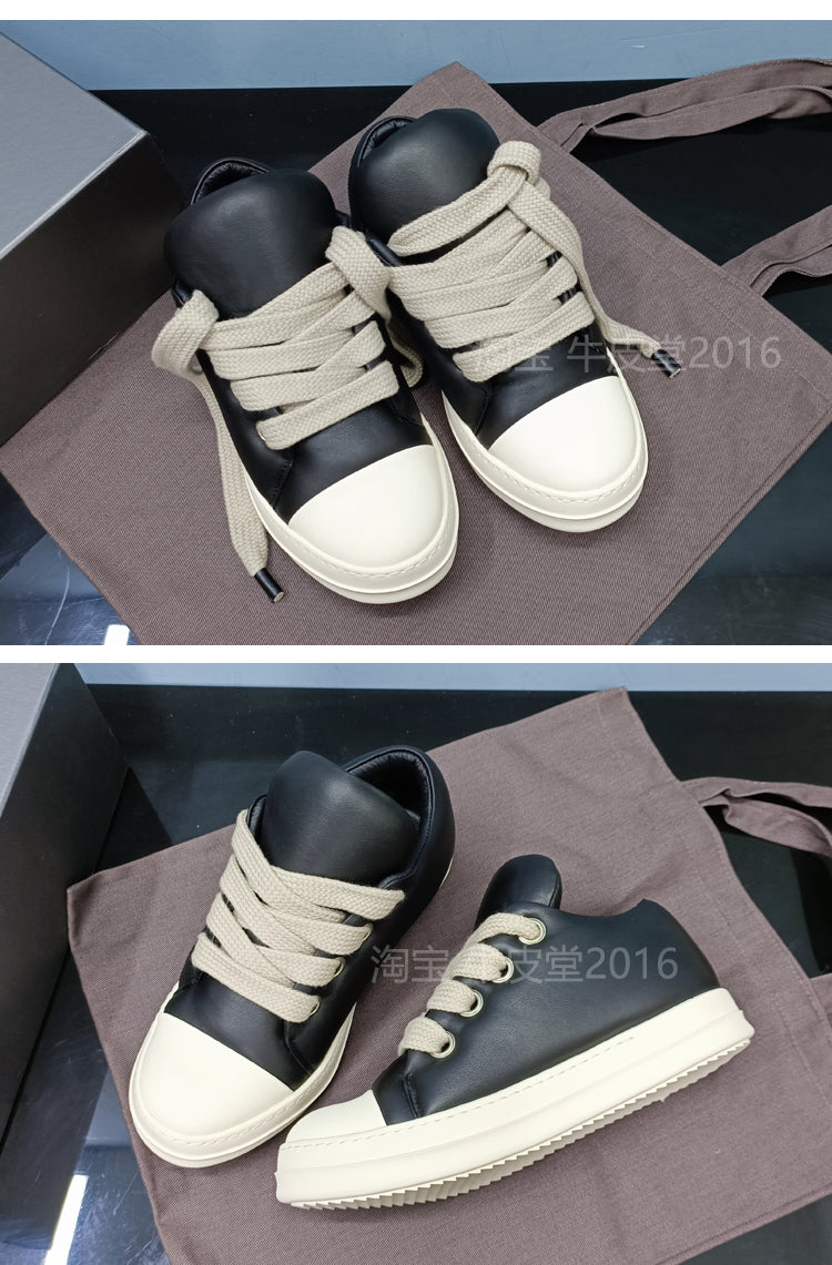 RO Rick Owen Leather Platform Bread Sneakers BAPESTALOW Padded Shoes Inflatable