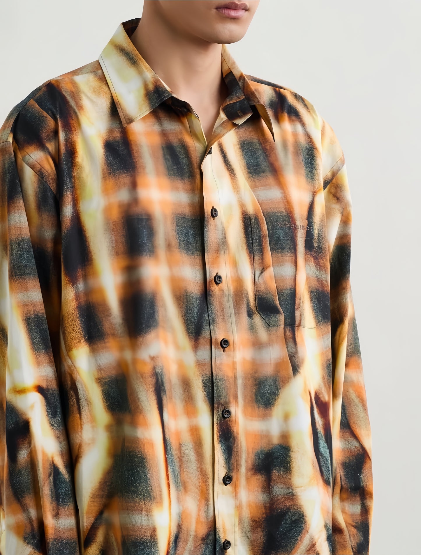 Y/Project 24SS Flame Plaid Print Shirt – Unisex Loose Fit Casual Top Long Sleeve