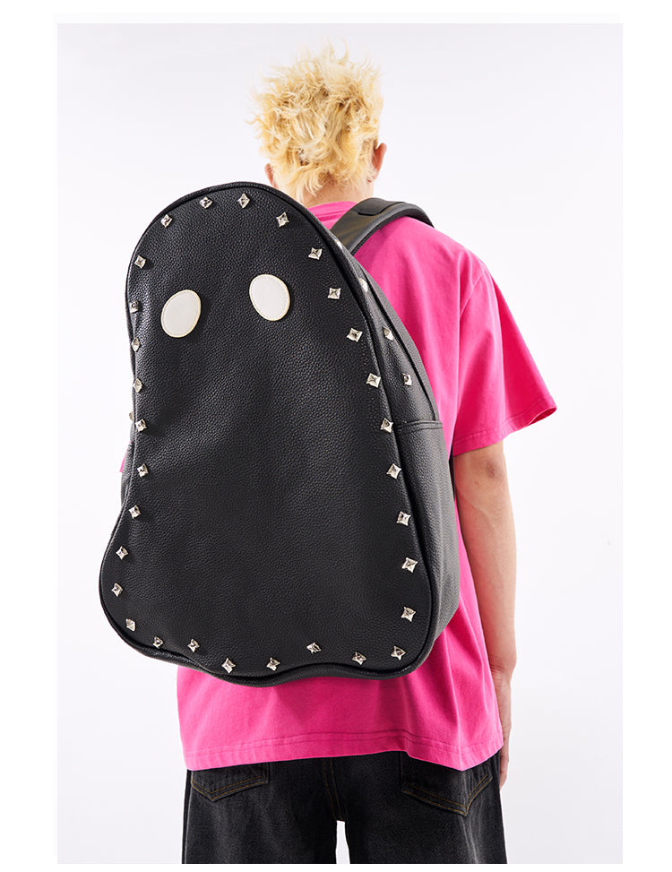 Fun & Cool Punk Studded Ghost PU Leather Backpack - Imp Halloween Edition