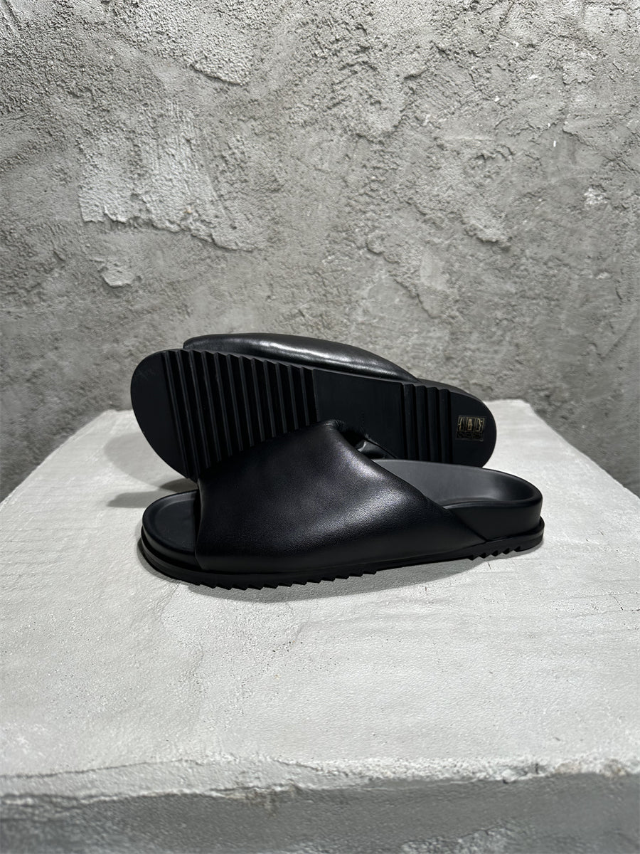 Self-made Rick Owens Sheepskin Loafer Slipper Dark Vibe Bread Shoes Flip-Flop