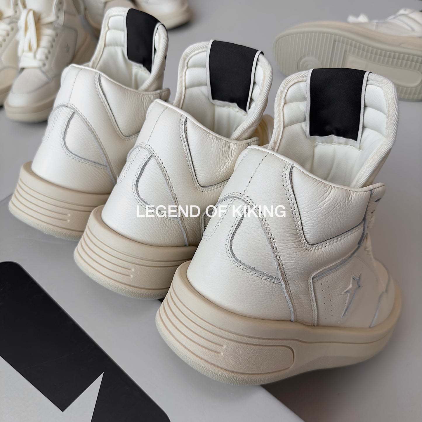 Self-made RO High-Top Leather Sneakers - Rick Owens Round-Toe Lace-Ups