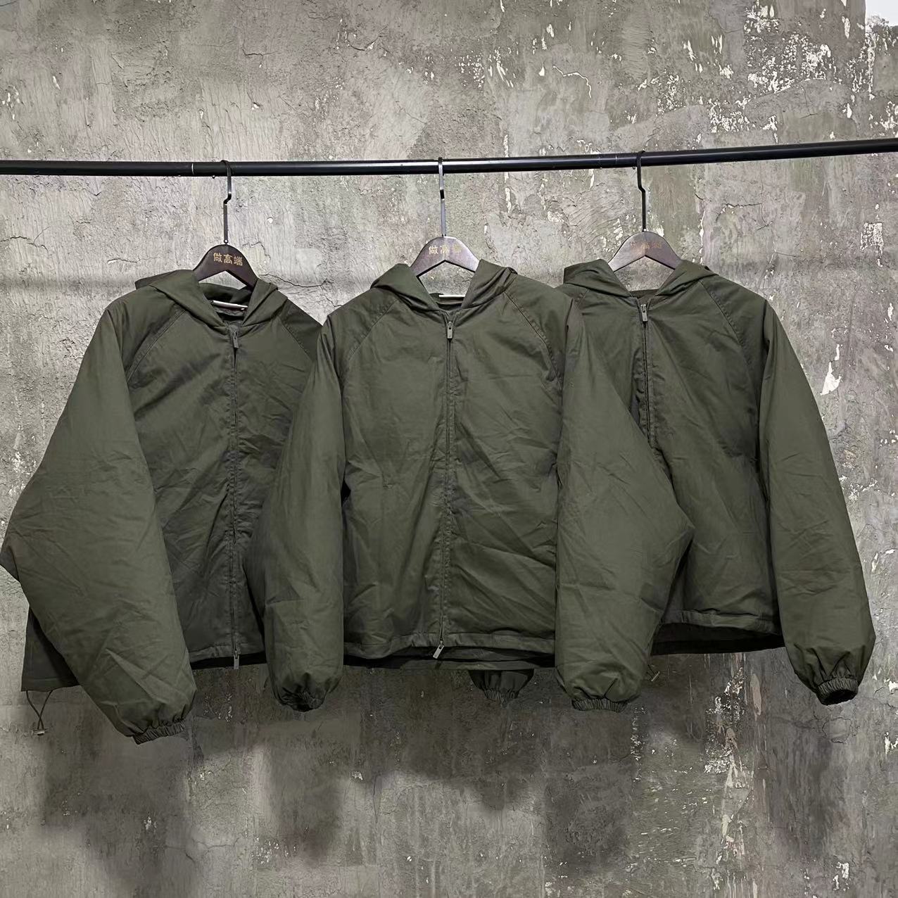 Self-made FOG Essentials Down Jacket Fear of God Zip-Up Hooded Puffer Coat