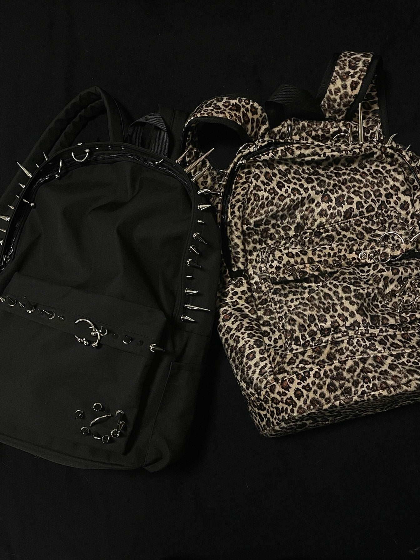 Donclick Playboi Carti Opium Punk Studded Leopard Print Backpack /Black Edition