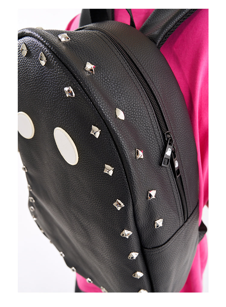 Fun & Cool Punk Studded Ghost PU Leather Backpack - Imp Halloween Edition