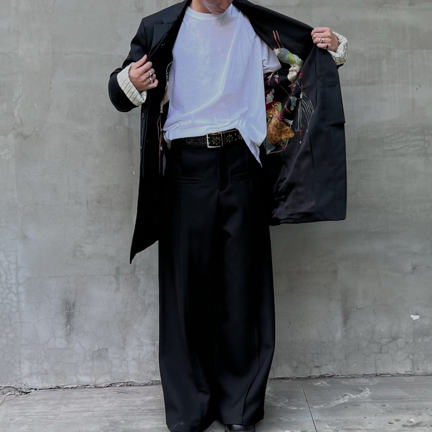 Self-Made Yohji Rokumeikan Double-Breasted Double-Faced Layered Jacket Blazer