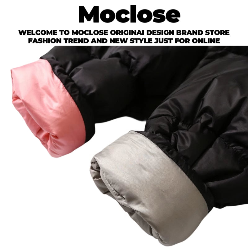 Self-made STUSSY 23FW Micro Ripstop Down Parka Black Pink Solid Color Zip Hooded Down Jackets