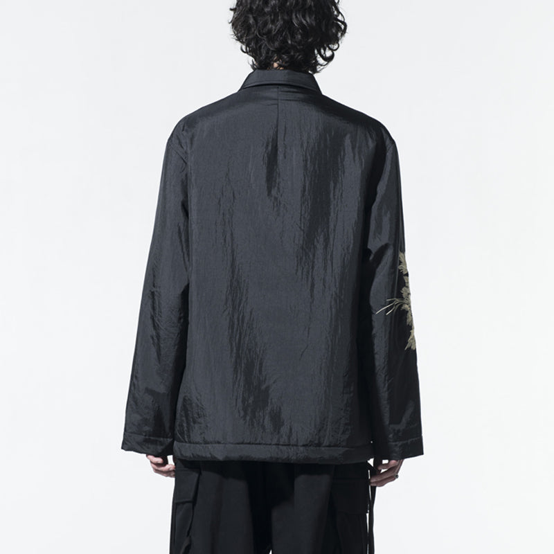 Self-made Yohji Yamamoto SYTE Nylon Lightweight Embroidered Floral Loose Jacket Coat