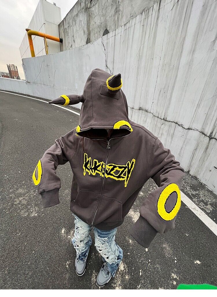 KAKAZZY Pokémon Moon Umbreon Heavyweight Hoodie Couple Hooded Loose Outerwear