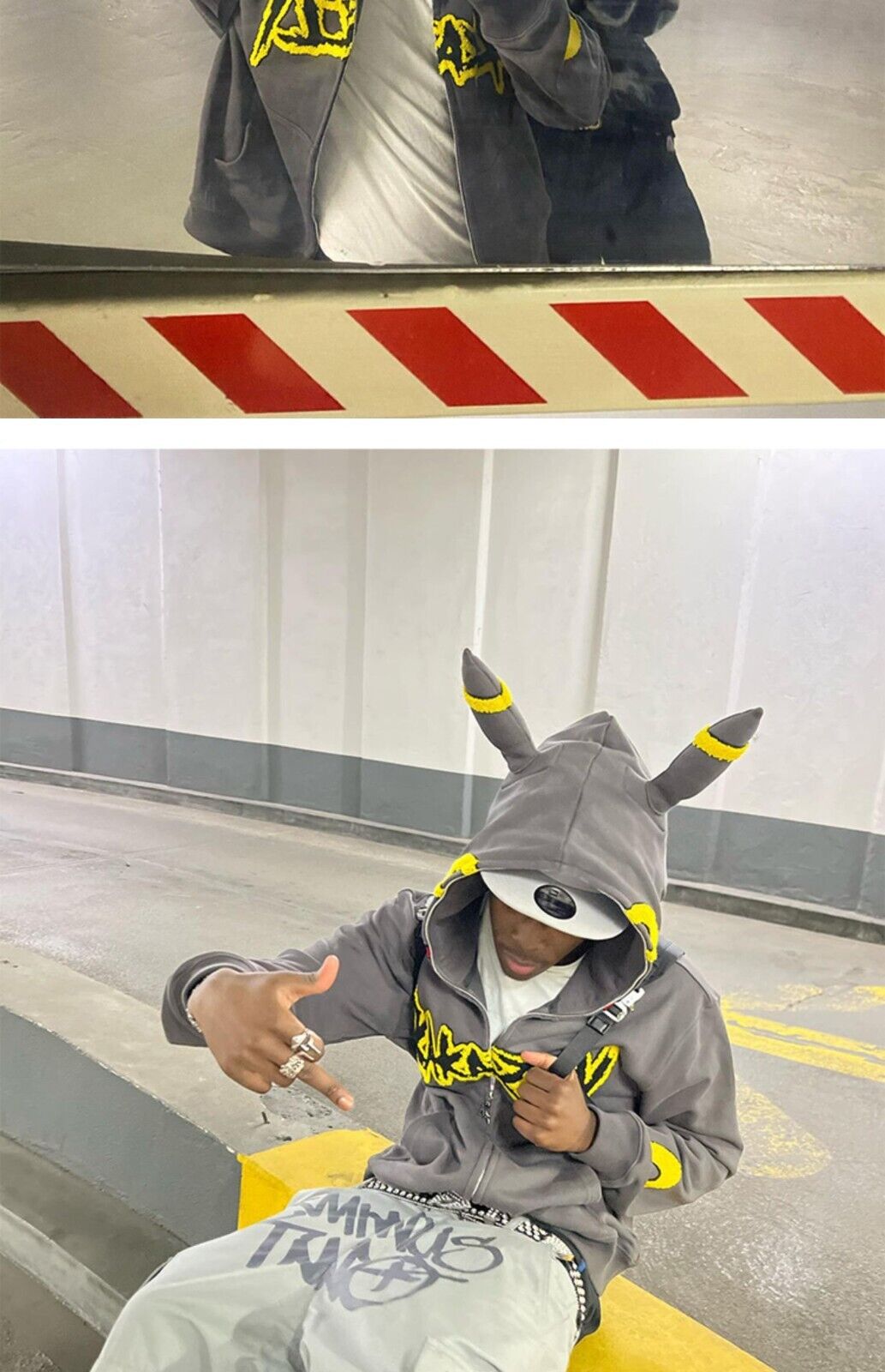 KAKAZZY Pokémon Moon Umbreon Heavyweight Hoodie Couple Hooded Loose Outerwear