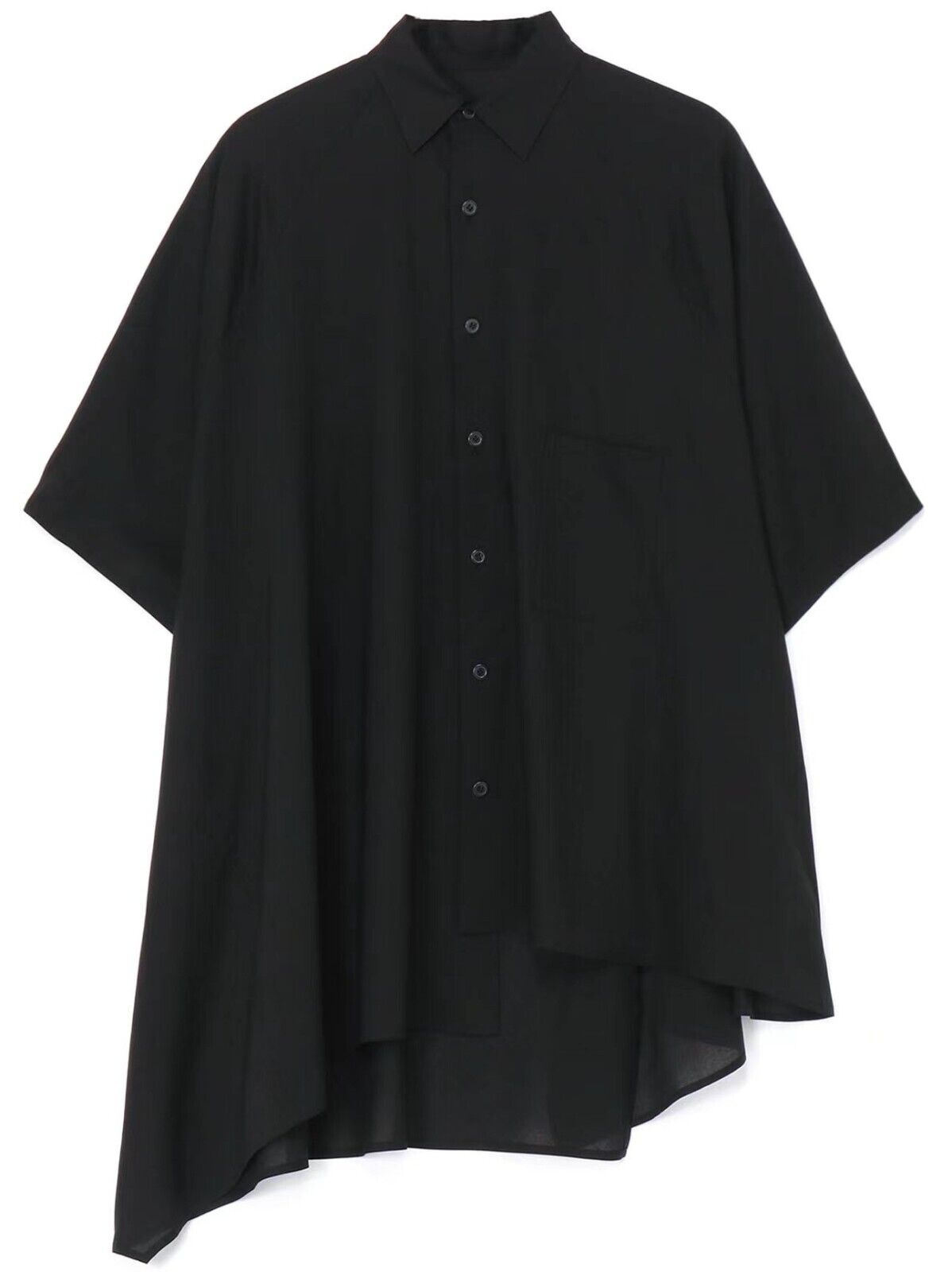 Yohji Yamamoto 23SS Vers Half-Sleeve Shirt Chiffon Material Flowy Batwing Sleeve