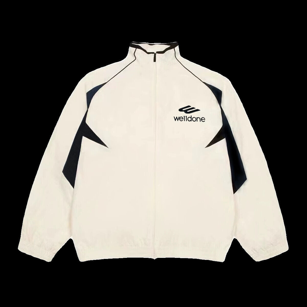 WE11DONE WHITE Color Block Casual Streetwear Retro Sport Jacket Windbreaker Coat