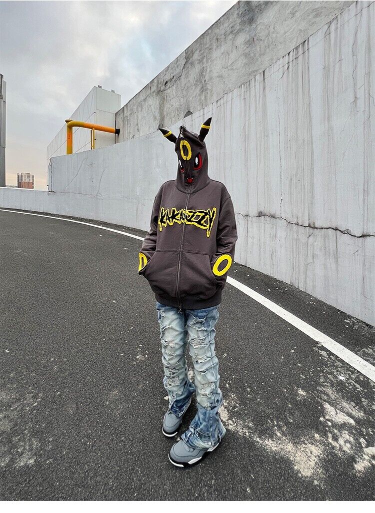 KAKAZZY Pokémon Moon Umbreon Heavyweight Hoodie Couple Hooded Loose Outerwear