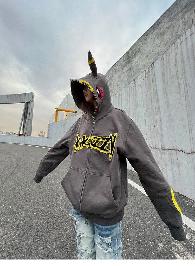 KAKAZZY Pokémon Moon Umbreon Heavyweight Hoodie Couple Hooded Loose Outerwear