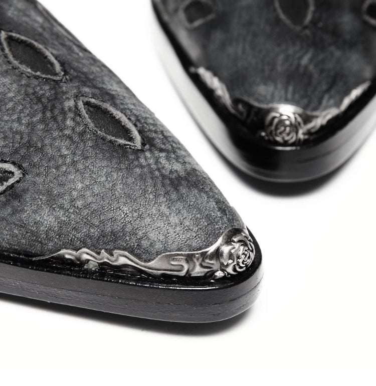 Top-Grain Leather Sole Chelsea Boots -Handcraft Distressed Western Metal Toe Cap