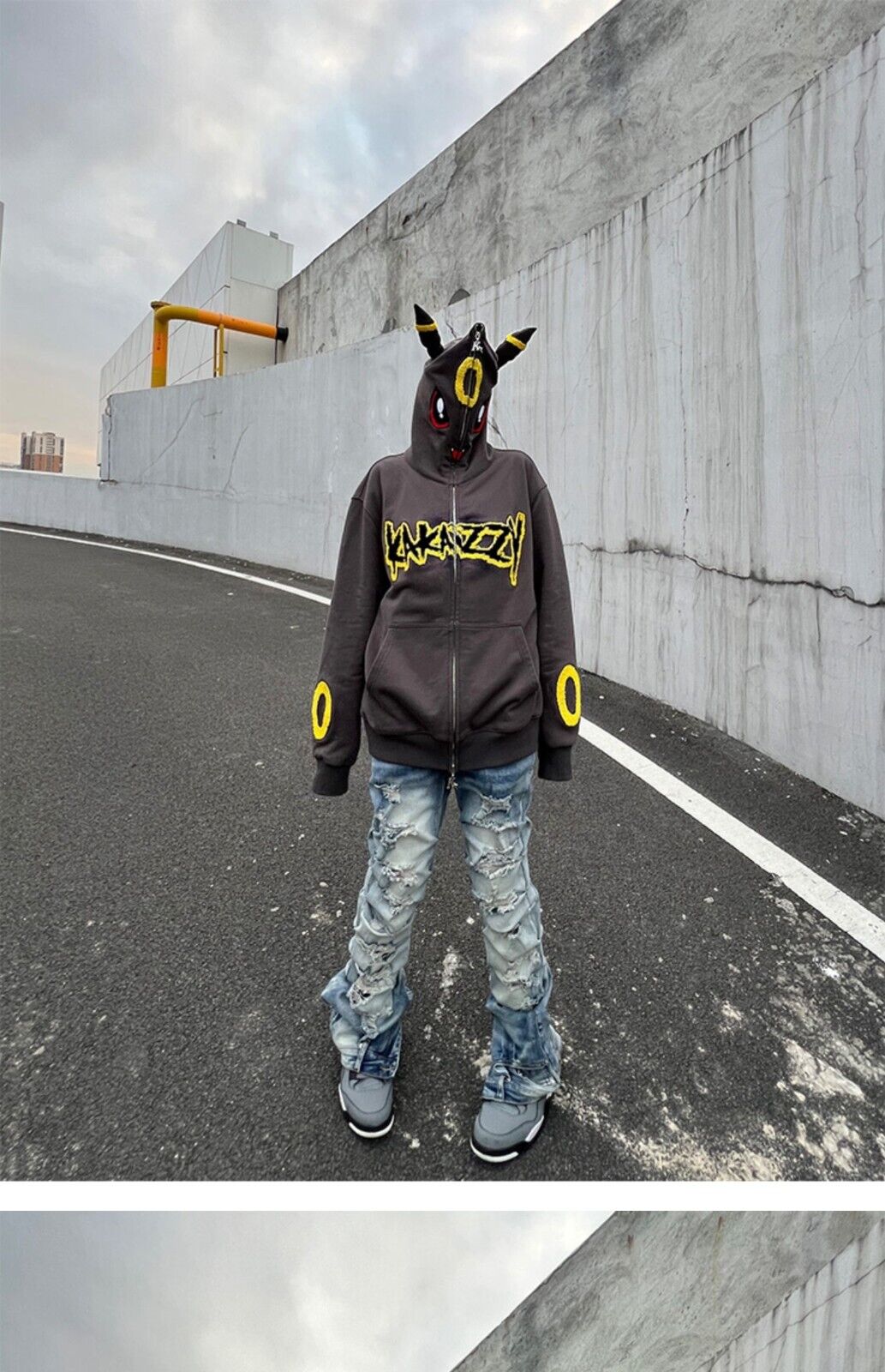 KAKAZZY Pokémon Moon Umbreon Heavyweight Hoodie Couple Hooded Loose Outerwear