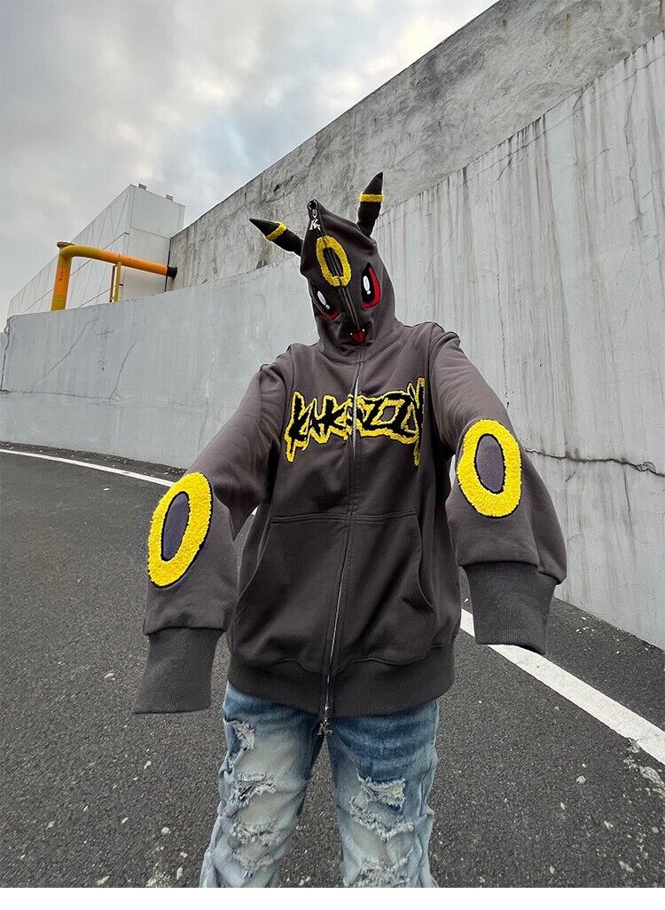 KAKAZZY Pokémon Moon Umbreon Heavyweight Hoodie Couple Hooded Loose Outerwear