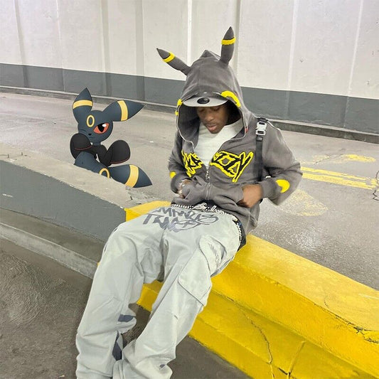 KAKAZZY Pokémon Moon Umbreon Heavyweight Hoodie Couple Hooded Loose Outerwear