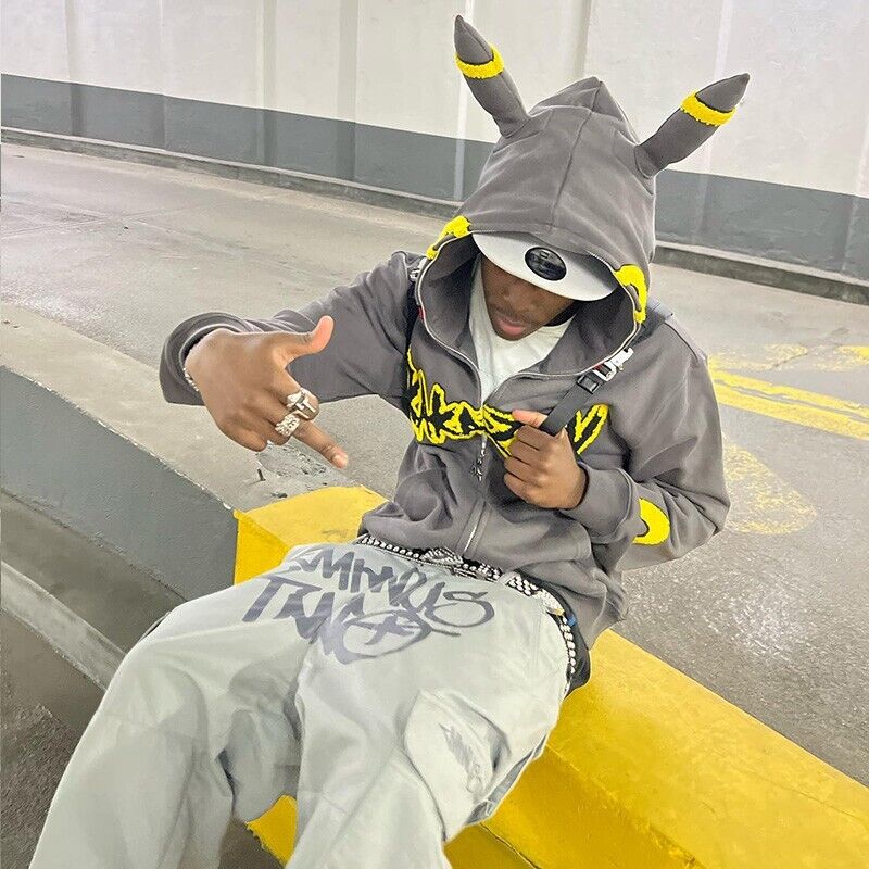 KAKAZZY Pokémon Moon Umbreon Heavyweight Hoodie Couple Hooded Loose Outerwear