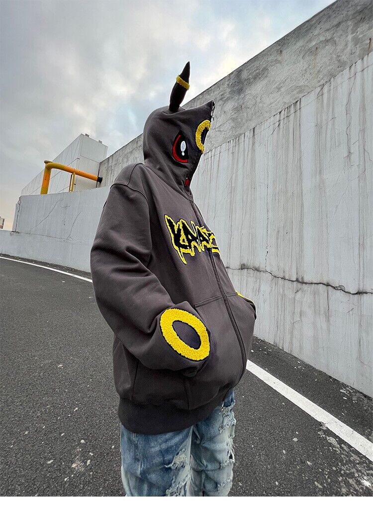 KAKAZZY Pokémon Moon Umbreon Heavyweight Hoodie Couple Hooded Loose Outerwear