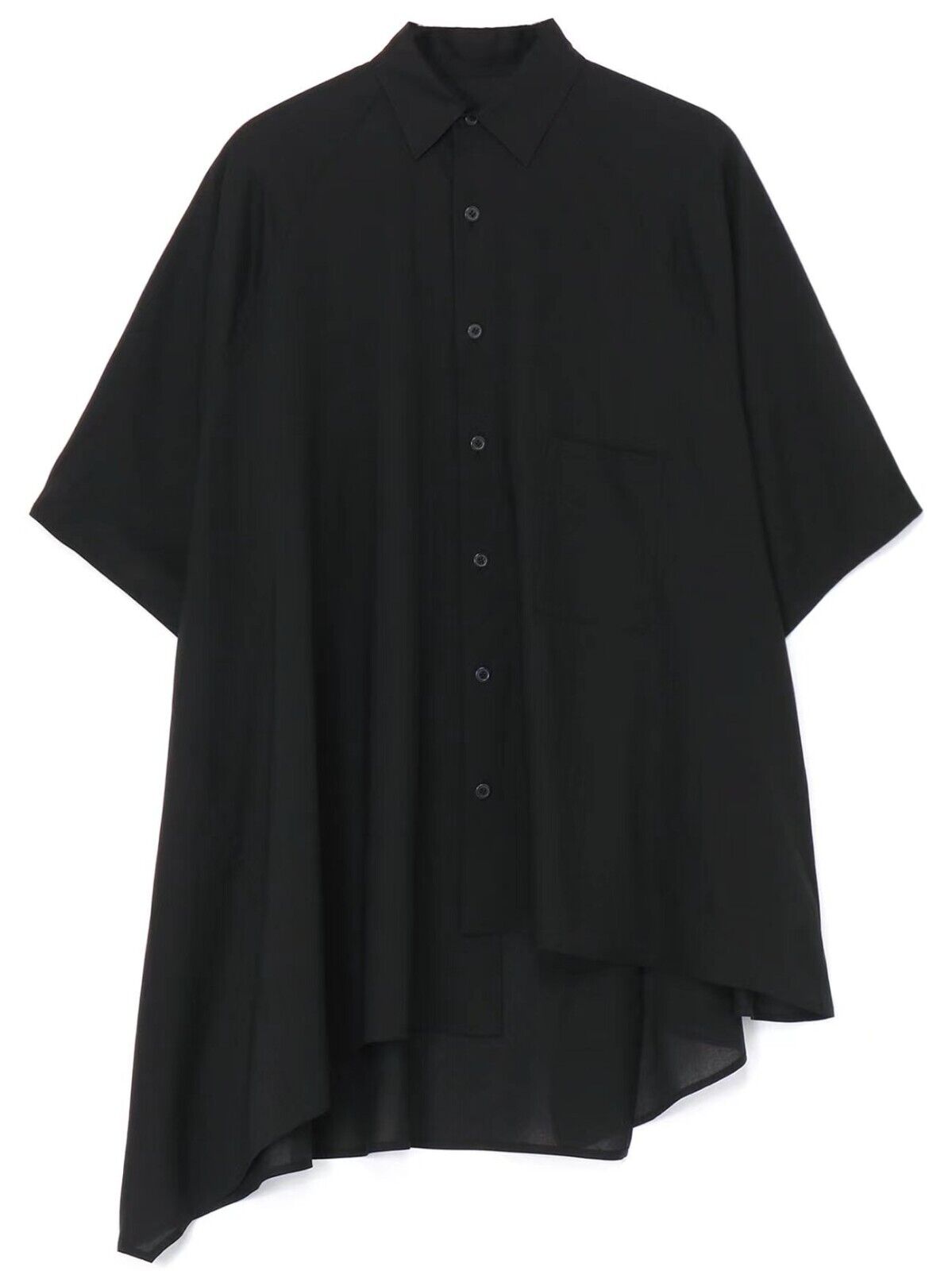 Yohji Yamamoto 23SS Vers Half-Sleeve Shirt Chiffon Material Flowy Batwing Sleeve